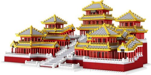 Mô hình lắp ráp Cung điện A Phòng Lezi LZ8019 góc nhìn chéo, một bộ đồ chơi mô hình kiến trúc hoàng cung dành cho con trai 6 tuổi, giá rẻ.