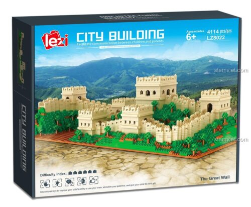 Hộp sản phẩm bộ lắp ghép Lezi LZ8022 Vạn Lý Trường Thành, mô hình xây dựng 4114 chi tiết, quà tặng đáng tiền cho bé trai và bé gái 6 tuổi.