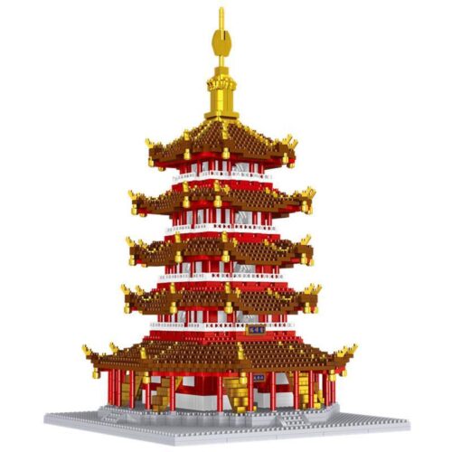 Mô hình Tháp Lôi Phong Lezi LZ8023 nhìn từ phía trước, một bộ lắp ghép kiến trúc chi tiết dành cho bé trai 6 tuổi, giá rẻ.
