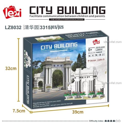 Hộp đồ chơi mô hình Lezi LZ8032 Cổng Thanh Hoa Viên, 3315 chi tiết, quà tặng ý nghĩa cho sinh viên.
