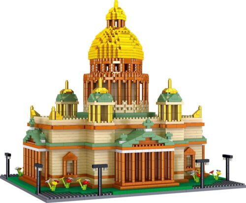 Bộ lắp ghép Nhà thờ chính tòa Thánh Isaac Lezi LZ8044, mô hình kiến trúc Nga chi tiết cho bé trai và bé gái 6 tuổi, giá rẻ.