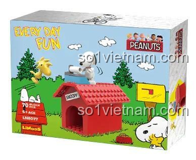 Hộp sản phẩm bộ lắp ghép Snoopy Dog House LN8077 của LiNoos