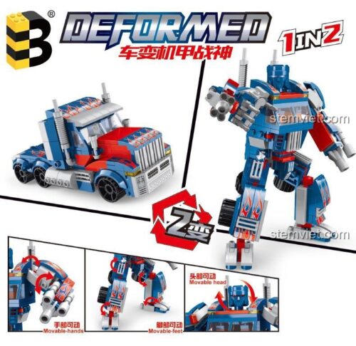 Bộ lắp ghép Robot Biến Hình Deformed XP 90018, thể hiện khả năng biến hình từ xe tải sang robot, khớp linh hoạt