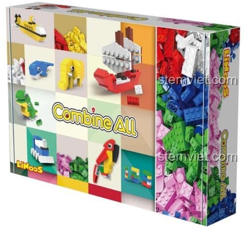 Các mô hình vẹt, voi, cá voi, thuyền có thể lắp từ đồ chơi xếp hình LiNooS. Mua đồ chơi sáng tạo LiNooS LN1004 giá tốt.
