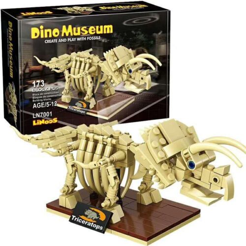 Bộ Xương Khủng Long Triceratops LiNooS LN7001, bộ đồ chơi khủng long hóa thạch cho bé trai 5-12 tuổi, 173 mảnh ghép