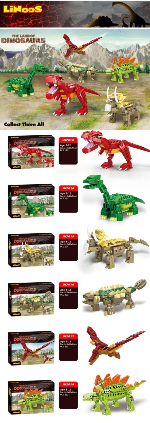 Bộ lắp ghép Khủng long Ba Sừng LiNooS LN7015, đồ chơi mô hình Triceratops cho bé trai 5 tuổi, giá tốt.