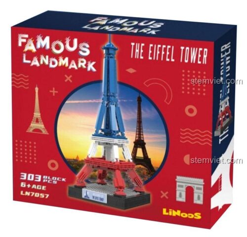 Hộp đồ chơi mô hình Tháp Eiffel LiNooS LN7057, 303 mảnh ghép, biểu tượng Paris, quà tặng đáng tiền cho trẻ 6 tuổi.