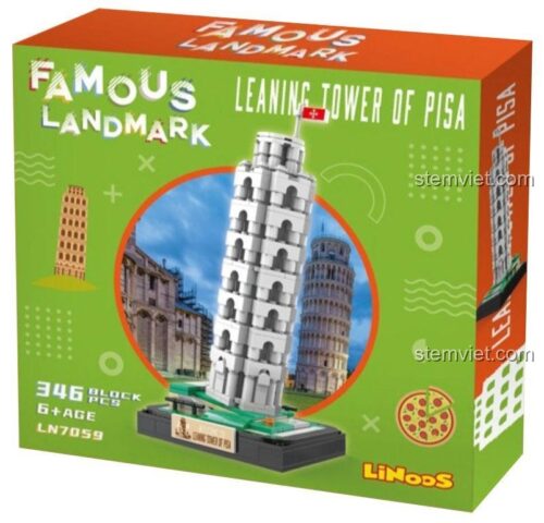 Hộp đồ chơi xếp hình Tháp Nghiêng Pisa LiNooS LN7059, 346 mảnh ghép, phù hợp bé 6+ tuổi, chất lượng cao, giá tiết kiệm.