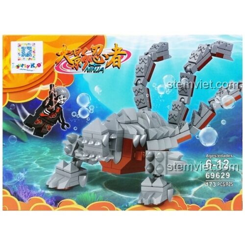Đồ chơi lắp ráp Lovely KID 69629 Hỏa Ảnh Nhẫn Giả: Ninja Đại Chiến Quái Thú nước, mô hình quái thú màu xám đỏ và minifigure Kisame, đồ chơi trí tuệ cho bé trai 6-12 tuổi.