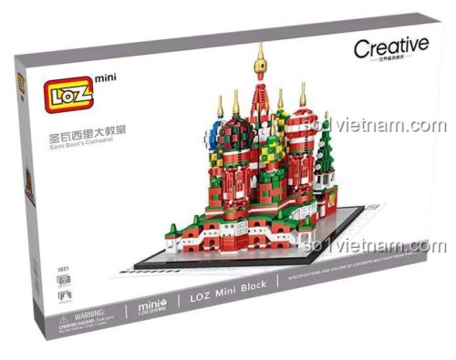 Hộp bộ lắp ghép LOZ 1021 Nhà thờ chính tòa Thánh Vasily, đồ chơi xây dựng LOZ1021 cho bé trai bé gái 6 tuổi, giá rẻ