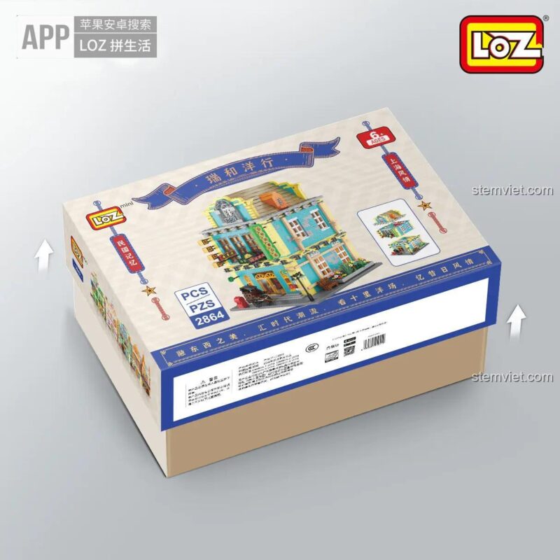 Hộp sản phẩm đồ chơi xây dựng Mô hình nhà phố cổ LOZ 1041, món quà sáng tạo cho người yêu kiến trúc.