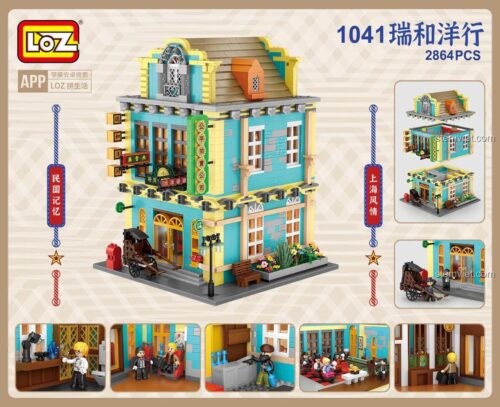 Đồ chơi mô hình LOZ 1041 Tòa nhà thời Dân Quốc với 2864 chi tiết, nội thất đầy đủ và nhiều minifigures, giá tốt.