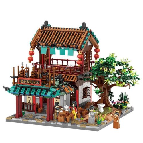 Bộ lắp ghép Cước Điếm Hoan Môn LOZ 1058, mô hình kiến trúc cổ Trung Hoa từ tranh Thanh Minh Thượng Hà Đồ, đồ chơi sáng tạo cho bé 6 tuổi.