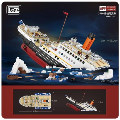 Mô hình LOZ 1060 Titanic tái hiện cảnh chìm tàu, bộ lắp ghép Tàu Titanic 2882 mảnh cho bé trai 6 tuổi, đồ chơi mô hình LOZ 1060 giá tốt