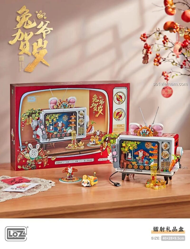 Hộp và Mô hình Tivi Thỏ Ngọc LOZ 1073