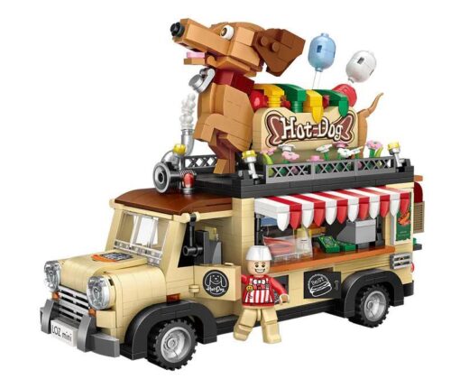 Hình ảnh chính diện bộ lắp ghép Xe bán hot dog LOZ 1116, một món đồ chơi mô hình sáng tạo cho bé trai và bé gái 6 tuổi, giá rẻ.
