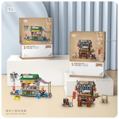 đồ chơi lắp ráp LOZ 1252, hộp sản phẩm Quầy Bánh Takoyaki Nhật Bản, chất lượng cao, giá rẻ cho bé 6 tuổi