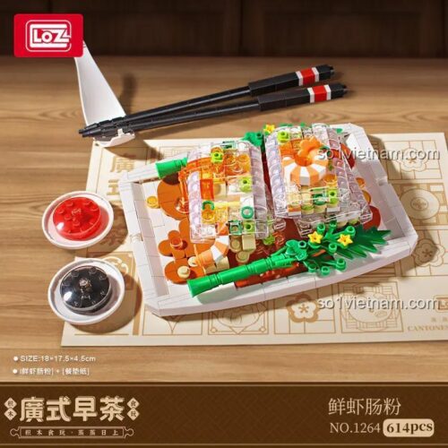 Mô hình Bánh Cuốn Tôm LOZ 1264 sau khi lắp ráp, bộ lắp ghép 614 chi tiết mini block, quà tặng sáng tạo cho bé gái.