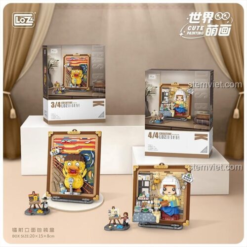 Hộp sản phẩm bộ xếp hình LOZ 1288 Vịt La Hét và các mẫu khác trong series Thế Giới Tranh Dễ Thương.