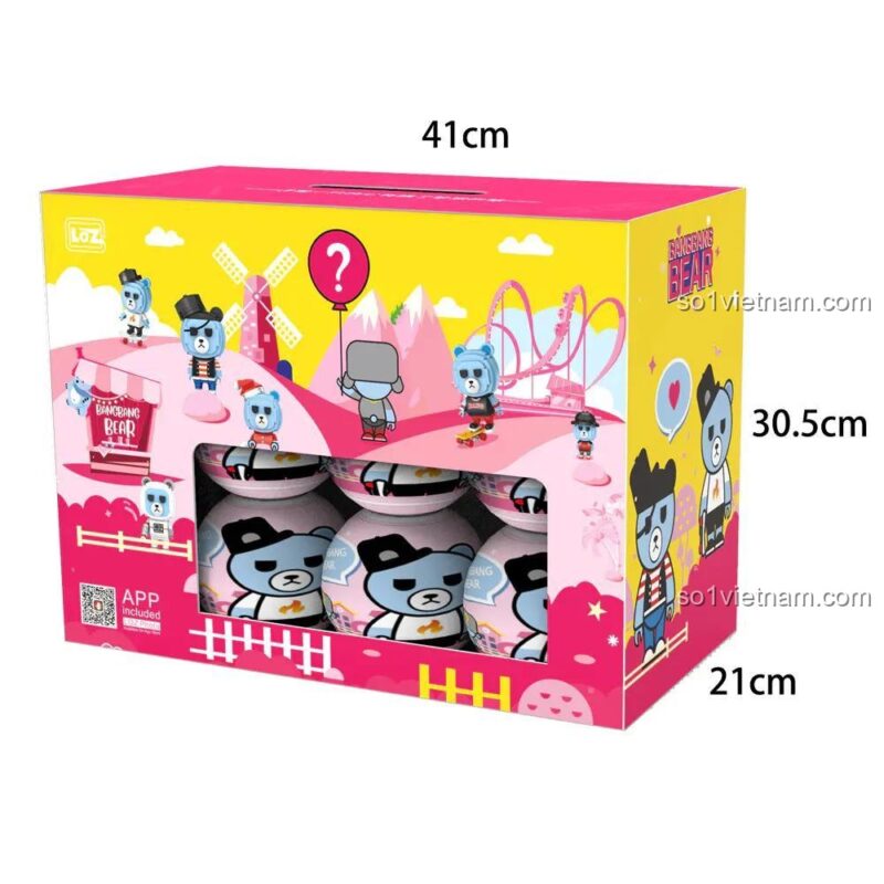 Hộp sản phẩm LOZ 1311 Gấu BangBangBear, đồ chơi mô hình Gấu Trứng Bí Mật giá rẻ.