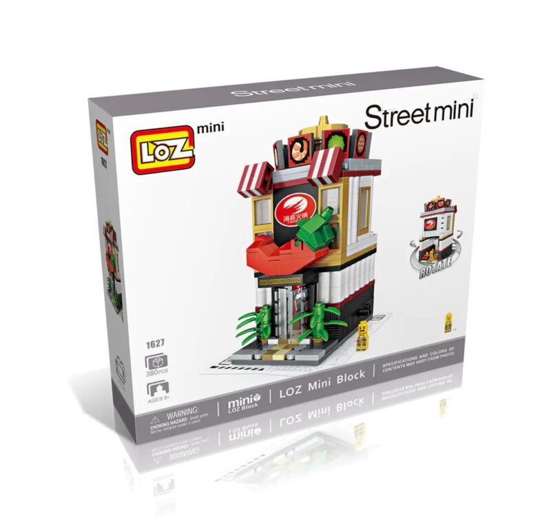 Hộp sản phẩm bộ lắp ghép Nhà Hàng Lẩu LOZ 1627, đồ chơi mô hình Quán Lẩu Mini giá rẻ cho bé 6 tuổi, món quà sáng tạo cho cả bé trai và bé gái.