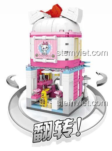 Đồ chơi mô hình Tiệm Trang Điểm Mini 1629 với tính năng xoay độc đáo, quà tặng sáng tạo cho con gái.