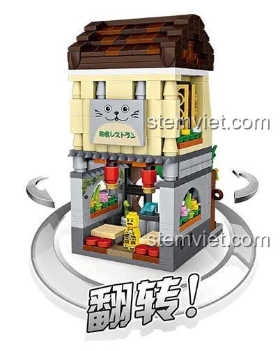 Đồ chơi mô hình Tiệm ăn phong cách Nhật LOZ 1631 với tính năng xoay độc đáo, món quà sáng tạo cho bé gái.