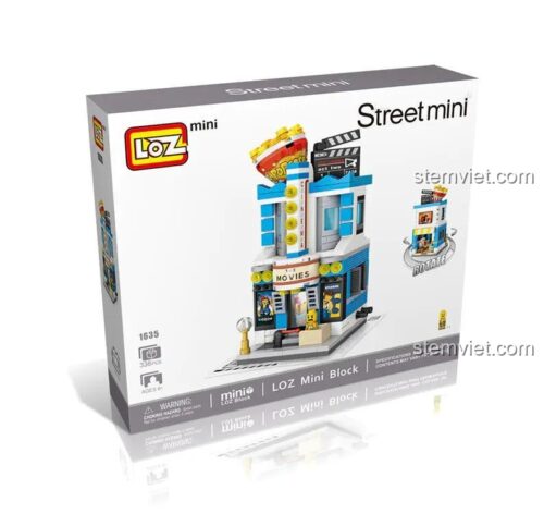 Hộp đồ chơi xây dựng LOZ 1635 Rạp Chiếu Phim Mini, gồm 336 mảnh ghép mini block, là món quà ý nghĩa cho bé.