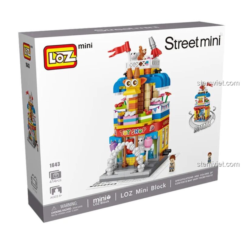 Hộp sản phẩm bộ xếp hình LOZ 1643 Cửa Hàng Đồ Chơi Mini, món quà sinh nhật ý nghĩa cho bé gái.