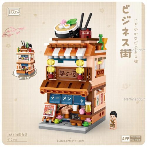 Chi tiết đồ chơi mô hình Tiệm Mì Ramen Nhật Bản 1654, bộ xếp hình 412 mảnh, chất lượng cao.