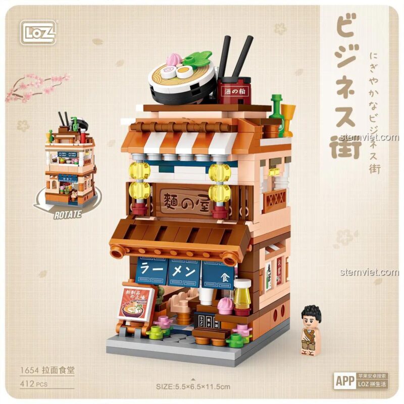 Chi tiết đồ chơi mô hình Tiệm Mì Ramen Nhật Bản 1654, bộ xếp hình 412 mảnh, chất lượng cao.