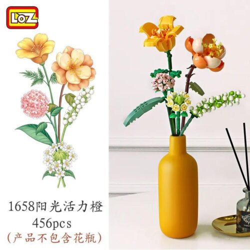 LOZ 1658 Bó hoa cam năng động, bộ lắp ghép hoa trang trí đẹp mắt, phù hợp bé gái 6 tuổi, giá tốt