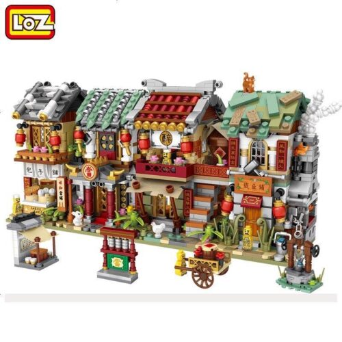 Chi tiết bộ lắp ghép Tiệm Bánh Bao Phố Cổ LOZ 1722. Đồ chơi xây dựng kiến trúc phố cổ cho bé gái, rèn luyện sự khéo léo.