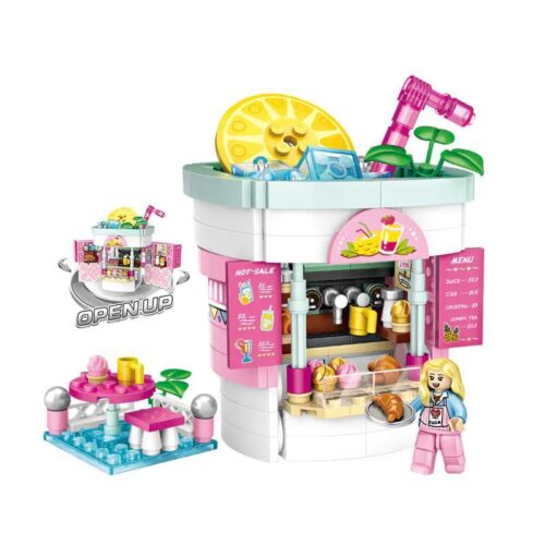 Bộ lắp ghép Cửa Hàng Nước Ép Trái Cây LOZ 1729 với 367 chi tiết mini, màu sắc tươi tắn, phù hợp cho bé gái 6 tuổi, giá rẻ.