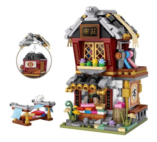 Bộ lắp ghép Tiệm Vải Phố Tàu LOZ 1734. Đồ chơi mô hình kiến trúc Trung Hoa cổ cho bé gái 6 tuổi, giá rẻ, chất lượng cao.