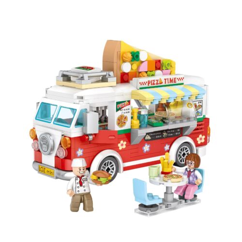Bộ lắp ghép Xe bán pizza LOZ 1739 cho bé gái 6 tuổi, mô hình xe tải bán pizza mini block giá rẻ, chất lượng cao.