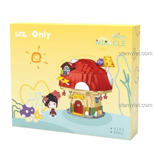 Hộp đồ chơi xếp hình Ngôi Nhà Nấm Cổ Tích LOZ 4103, món quà sinh nhật ý nghĩa cho con gái.
