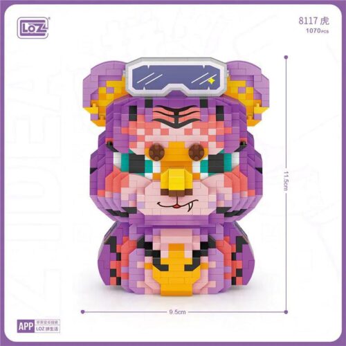 Bộ lắp ghép Mô hình Hổ đeo kính LOZ 8117 màu tím đáng yêu, 1070 mảnh ghép, phù hợp bé gái 6 tuổi, giá tốt.
