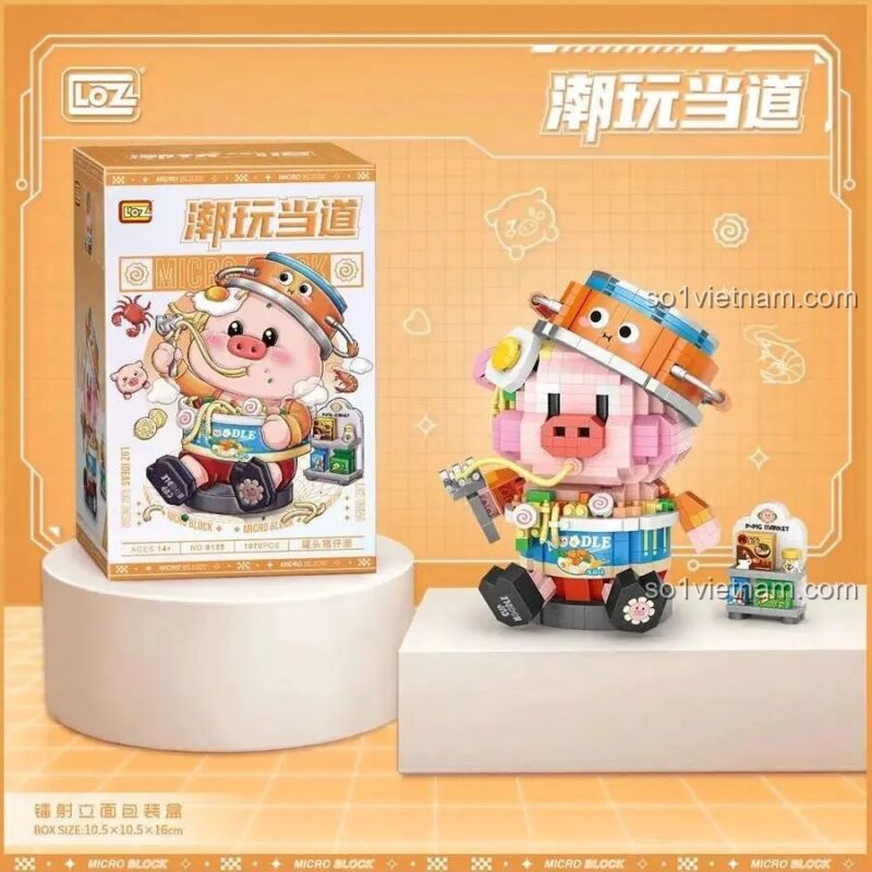 Heo Con Mì Gói LOZ 8135, bộ lắp ghép Heo Con Mì Gói, mô hình 3D chi tiết, đồ chơi sáng tạo cho bé 14 tuổi