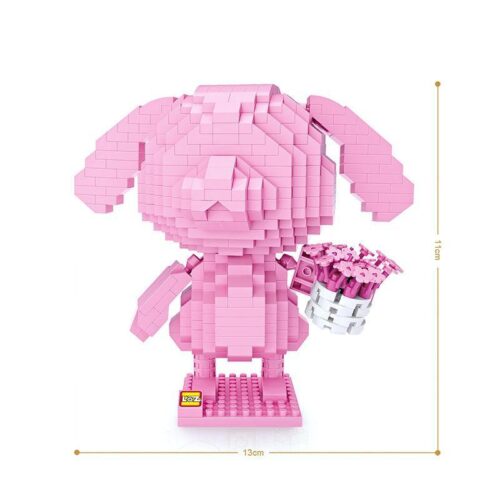 Mô hình Thỏ Tỏ Tình LOZ 9207 màu hồng dễ thương, đồ chơi lắp ghép cho bé gái 6 tuổi, kích thước 13x11cm, giá tốt.