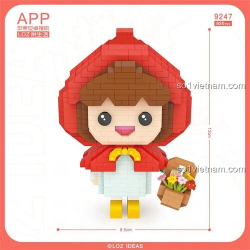 đồ chơi lắp ghép LOZ 9247 Cô bé quàng khăn đỏ, mô hình Nanoblock 820 chi tiết, kích thước rõ ràng, tiết kiệm