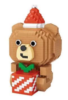 Mô hình Gấu Giáng Sinh LOZ 9251, đồ chơi xây dựng Gấu đội mũ Noel, quà tặng cho bé trai bé gái 6 tuổi