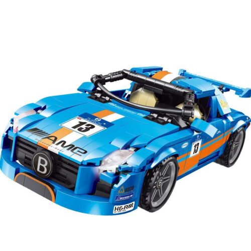 Bộ đồ chơi Mercedes-Benz SLS AMG Lucky Star 50027 màu xanh dương cam, mô hình xe đua thể thao chi tiết cao, phù hợp bé trai 8 tuổi, giá tốt.