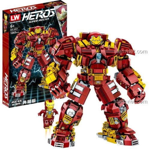 Hộp bộ lắp ghép LW 2051 Giáp Chống Hulk MK-44, đồ chơi mô hình robot cho bé trai 6 tuổi, chất lượng đảm bảo.