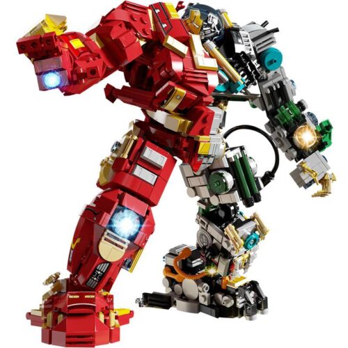 Mô hình lắp ráp LW 2081 Iron Man Hulkbuster kiểu giải phẫu với 1203 chi tiết, có đèn LED, quà tặng cho bé trai 6 tuổi.