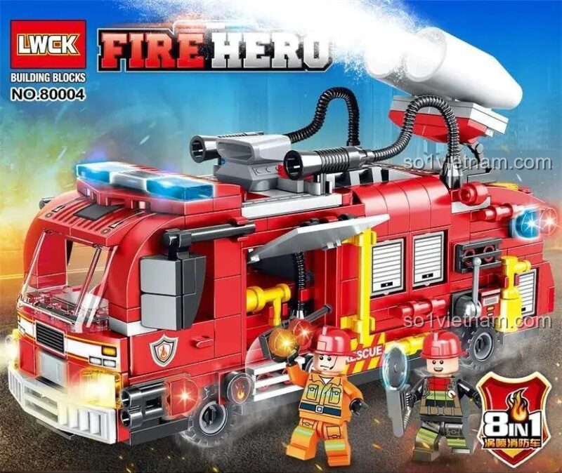 đồ chơi lắp ráp LWCK 80004 Xe Cứu Hỏa Đa Năng có 2 minifigures cho bé trai 6 tuổi giá tốt