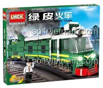 Hộp bộ đồ chơi Tàu Hỏa Xanh Lá LWCK 80013 523 chi tiết cho bé trai 6 tuổi