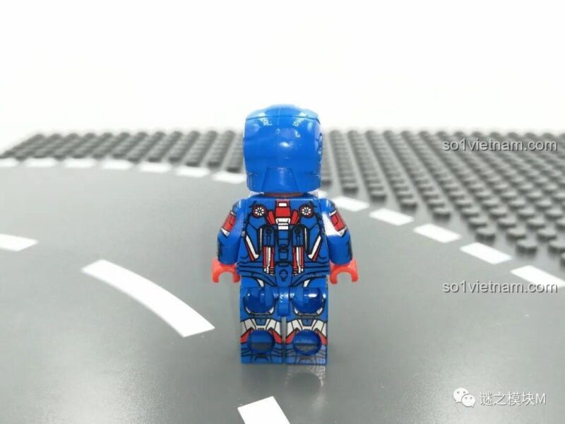 Minifigure War Machine LY 76028, giáp xanh mạnh mẽ, đồ chơi lắp ráp Mecha Iron Man