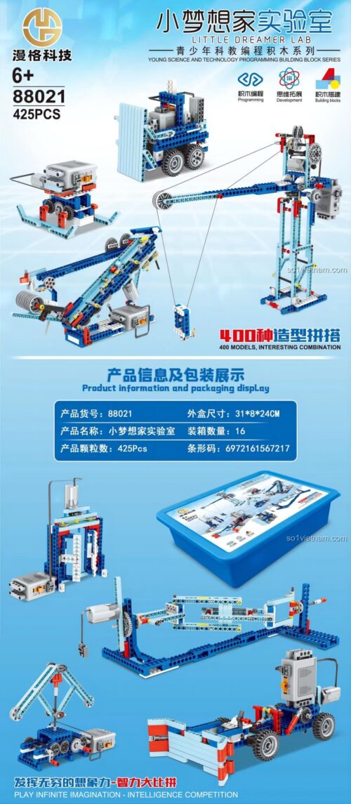 đồ chơi lắp ráp Bộ thí nghiệm kỹ thuật Mange Technology 88021, các mô hình lắp được, có động cơ pin, cho bé trai 6 tuổi