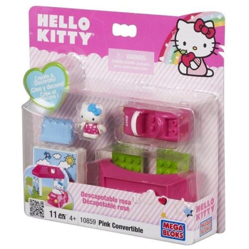 Bộ đồ chơi Mega Bloks 10859 Xe mui trần Hello Kitty màu hồng, đồ chơi lắp ráp cho bé gái 4 tuổi, thiết kế đáng yêu, giá tốt.